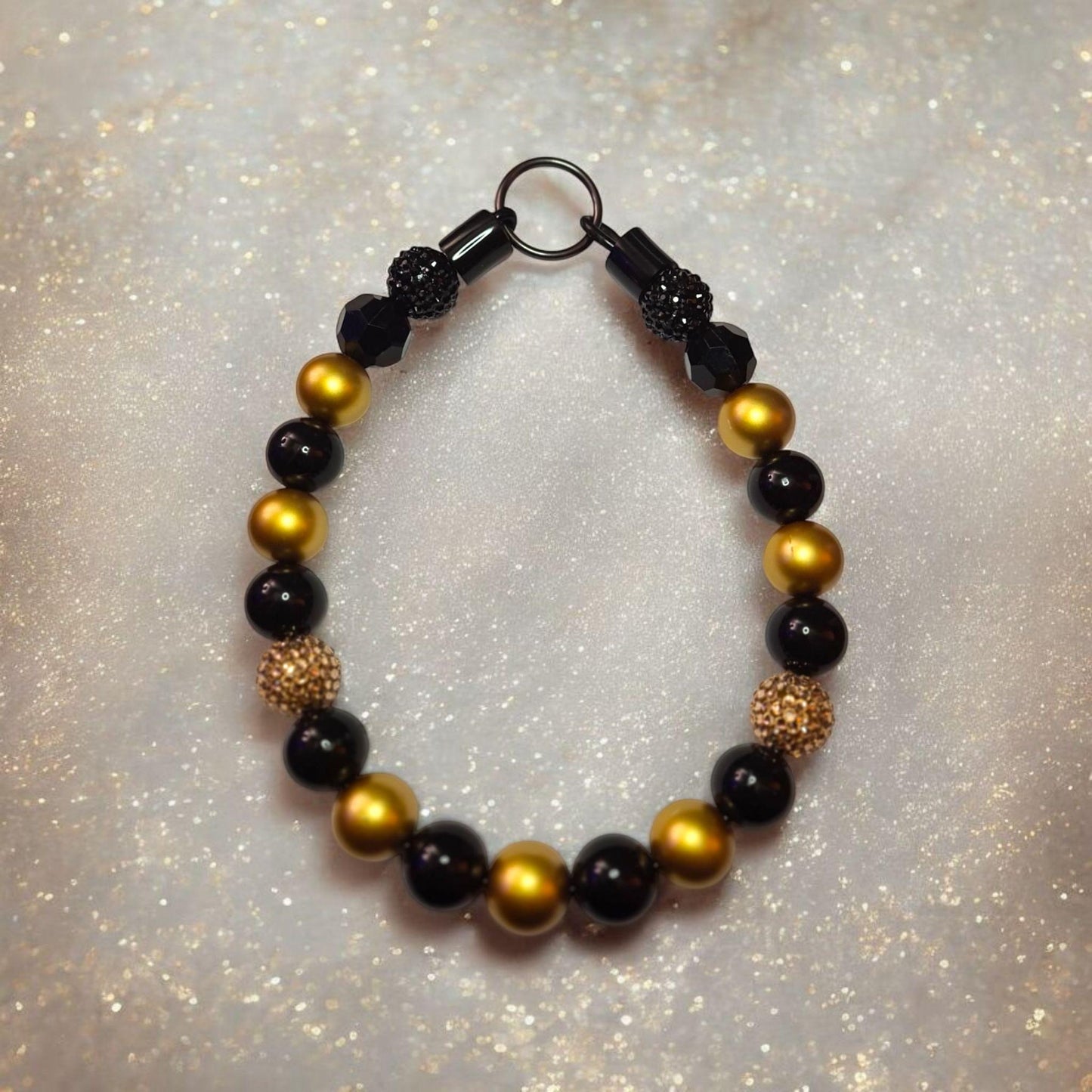 Midas Beaded Dog Collar – Handmade Black and Gold Dog Necklace – Regal Luxury Pet Accessory for Small to Large Dogs - Beaded Dog Collar