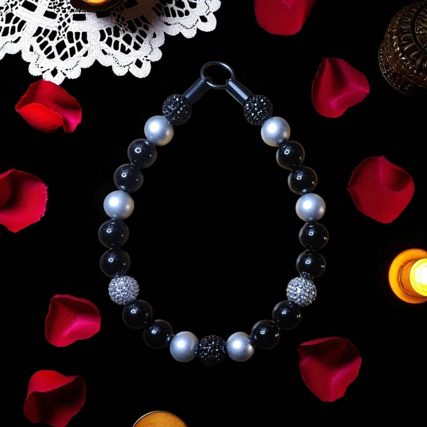 Lilith Beaded Dog Collar β Handmade Pet Necklace β Sparkly Custom Collar for Small to Large Dogs