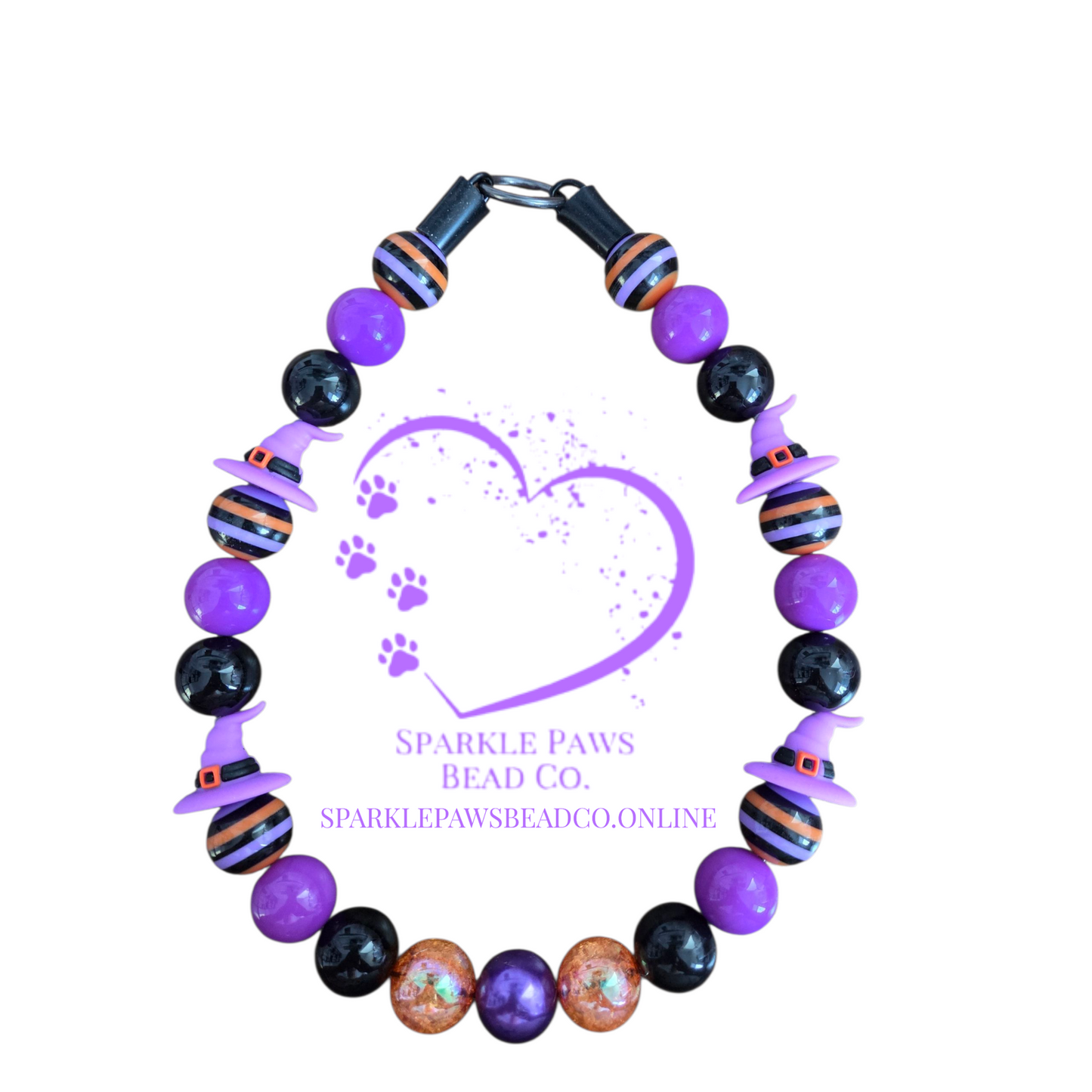 Wicked Winnie Halloween Dog Collar β Custom Colours & Beads β Handmade Pet Necklace β Custom Collar for All Size Dogs