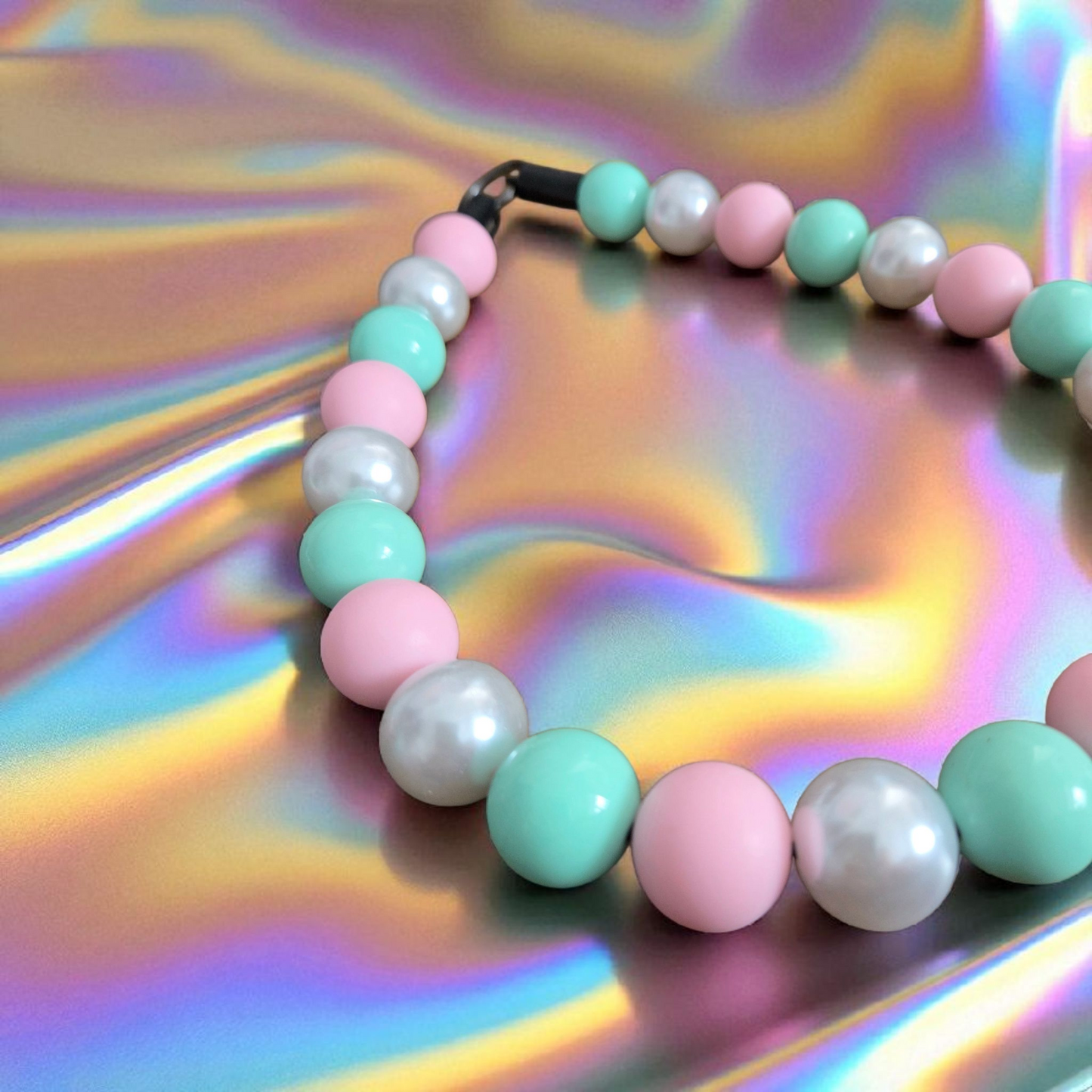 Nala's Dream Beaded Dog Collar β Iridescent Handmade Pet Necklace β Sparkly Custom Collar for Small to Large Dogs