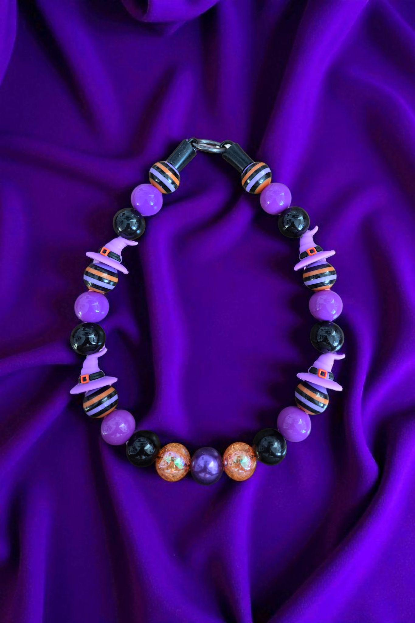 Wicked Winnie Halloween Dog Collar β Custom Colours & Beads β Handmade Pet Necklace β Custom Collar for All Size Dogs