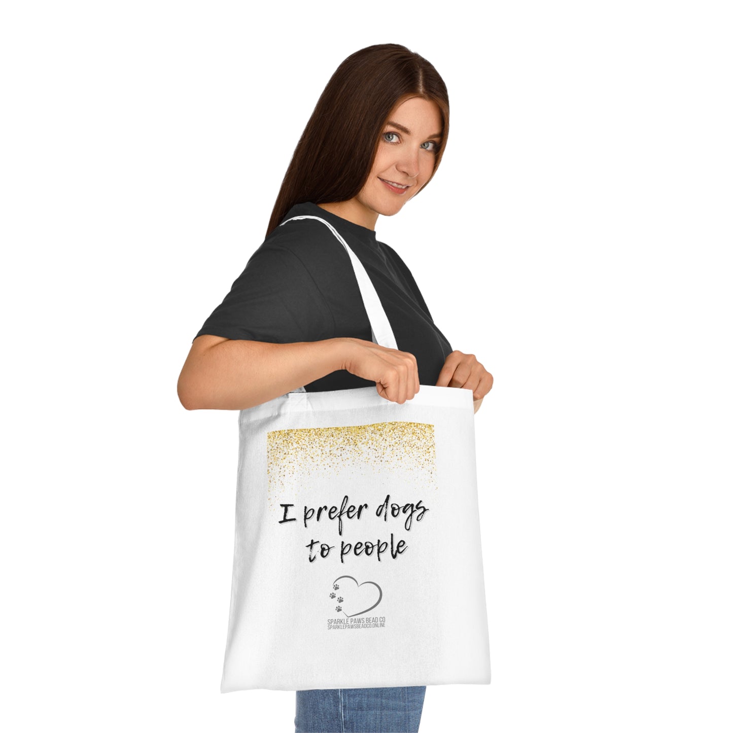 I Prefer Dogs to People Tote Bag – 100% Cotton Reusable Shopper | Funny Dog Lover Gift by Sparkle Paws Bead Co