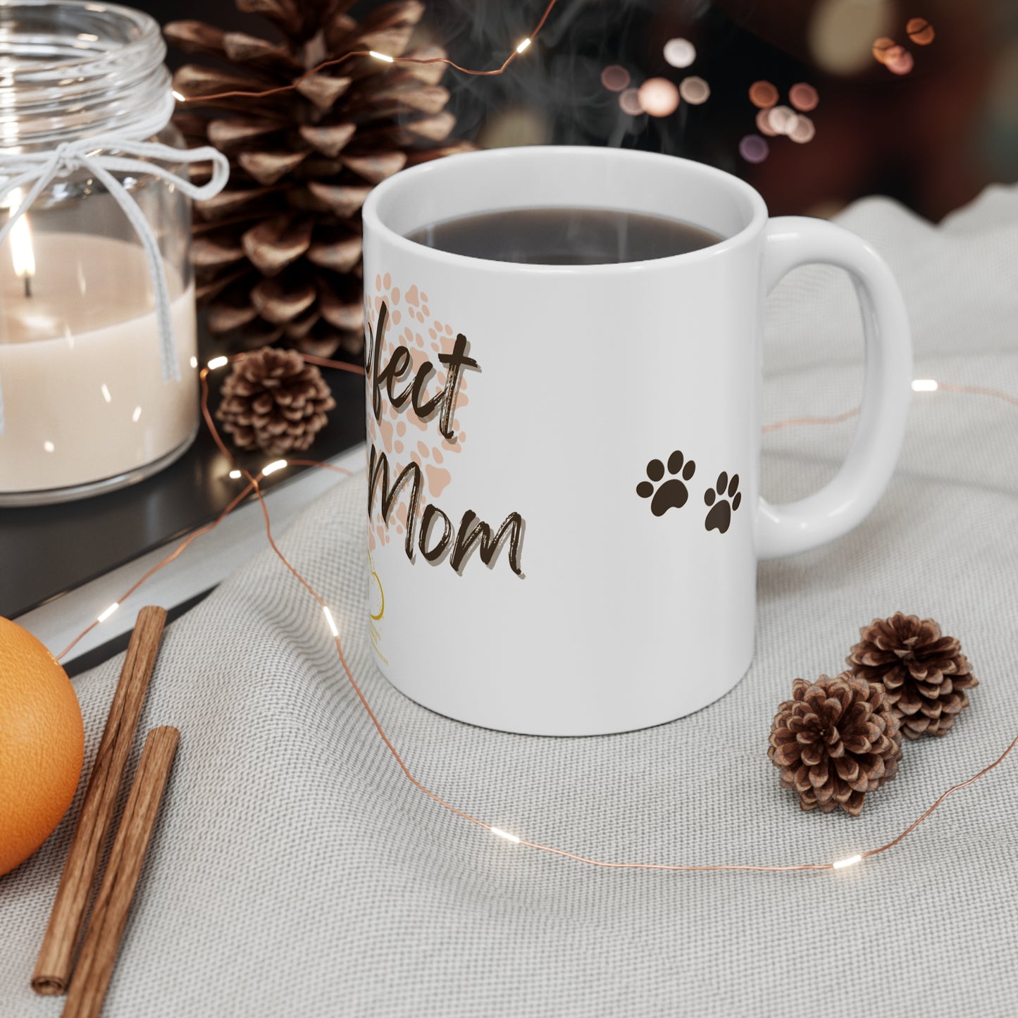 Pawfect Dog Mom Mug – 11oz White Ceramic Coffee Cup | Dog Lover Gift by Sparkle Paws Bead Co