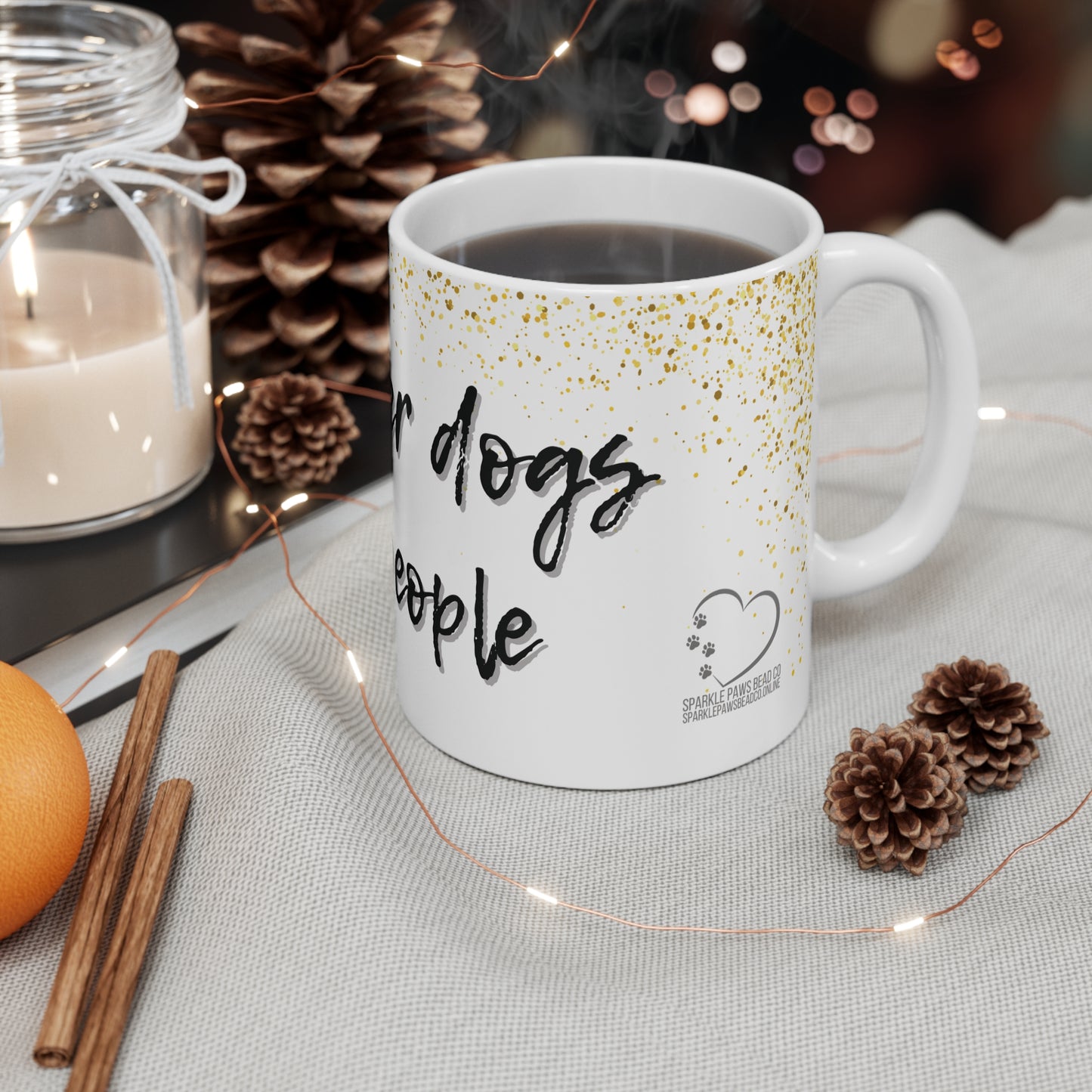 I Prefer Dogs to People Mug – 11oz White Ceramic Coffee Cup | Funny Dog Lover Gift by Sparkle Paws Bead Co