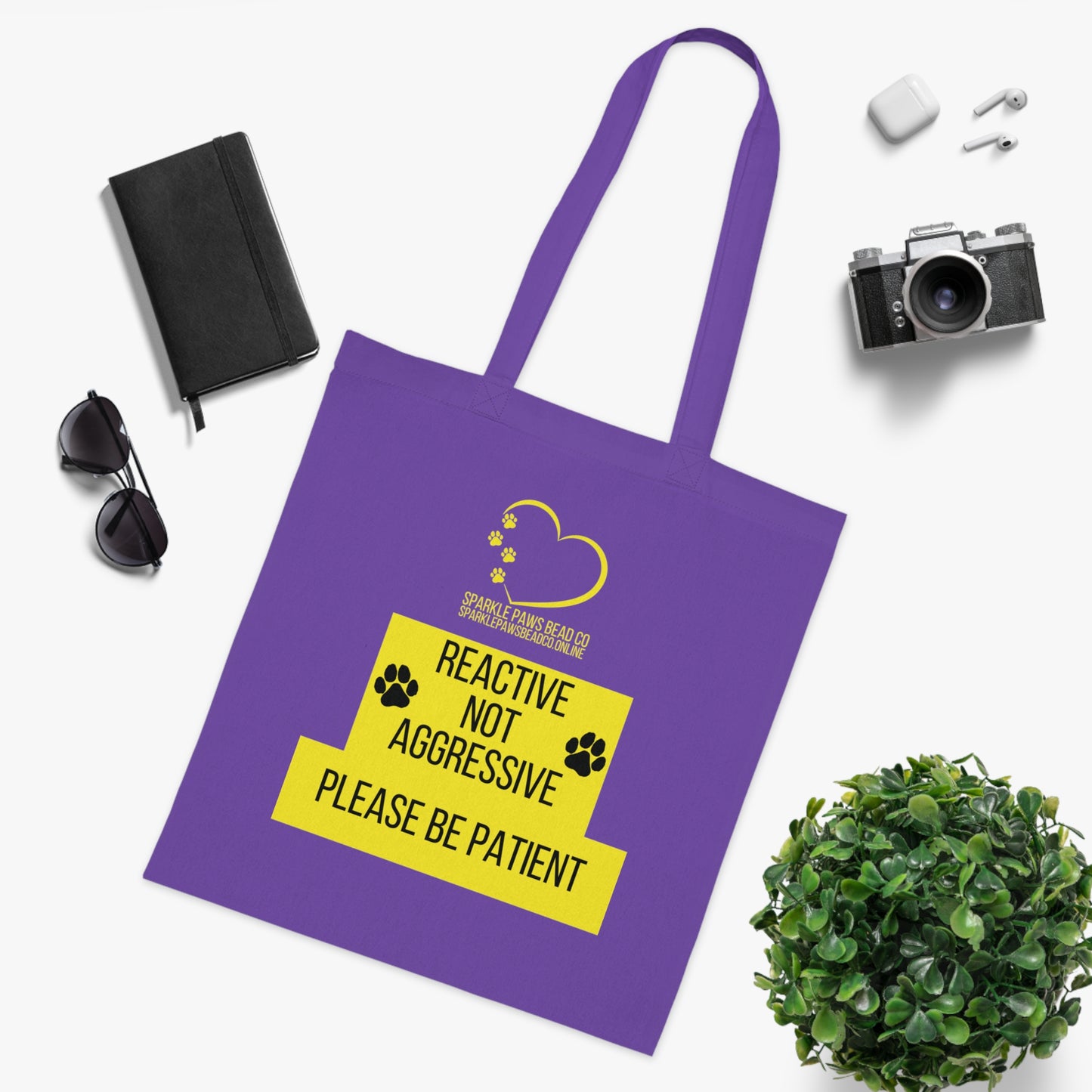 Reactive Not Aggressive Tote Bag – Dog Awareness Shopper | Please Be Patient Training Tote