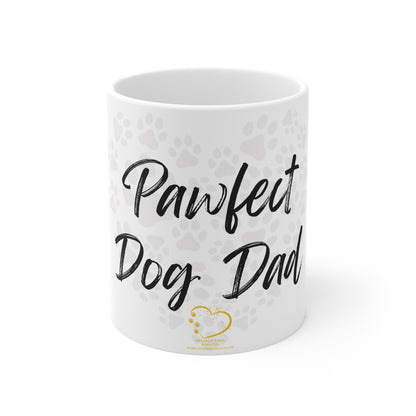 Pawfect Dog Dad Mug – 11oz White Ceramic Coffee Cup | Dog Lover Gift by Sparkle Paws Bead Co