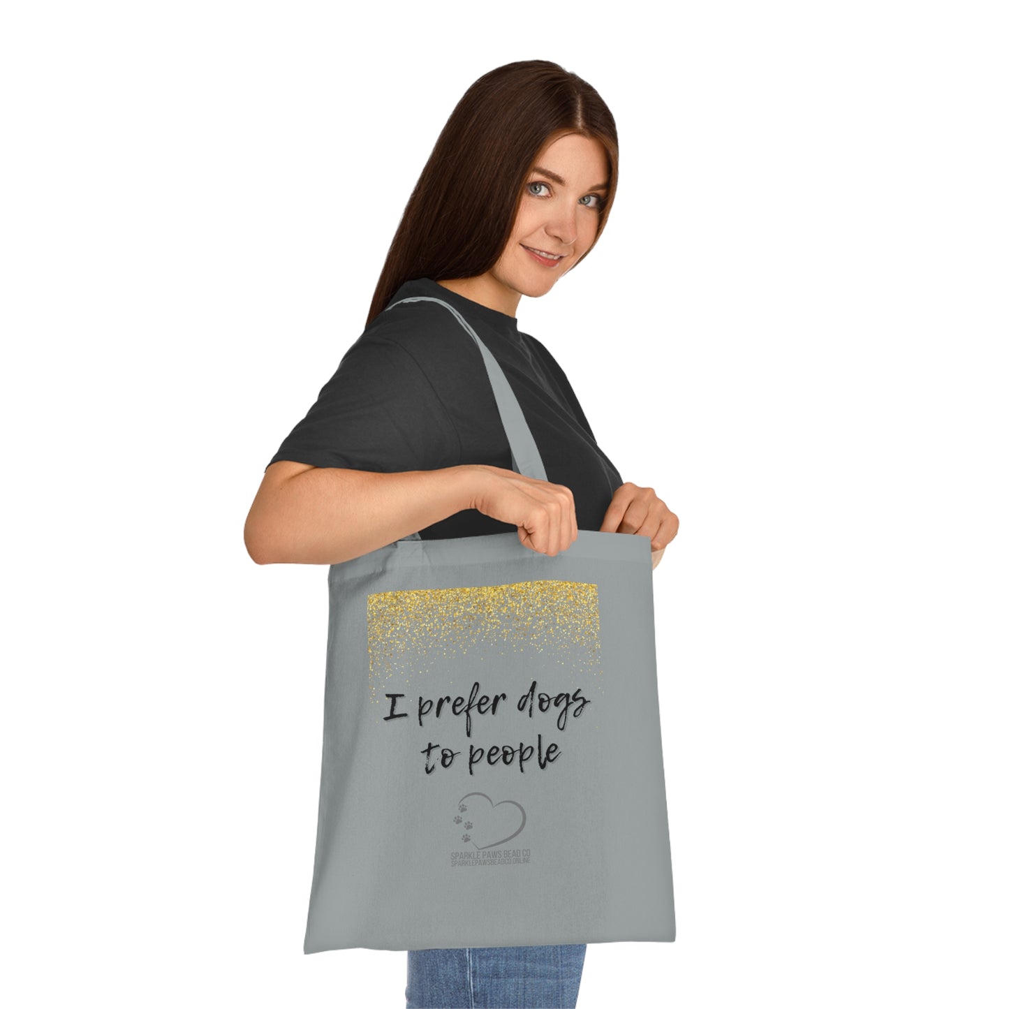 I Prefer Dogs to People Tote Bag – 100% Cotton Reusable Shopper | Funny Dog Lover Gift by Sparkle Paws Bead Co