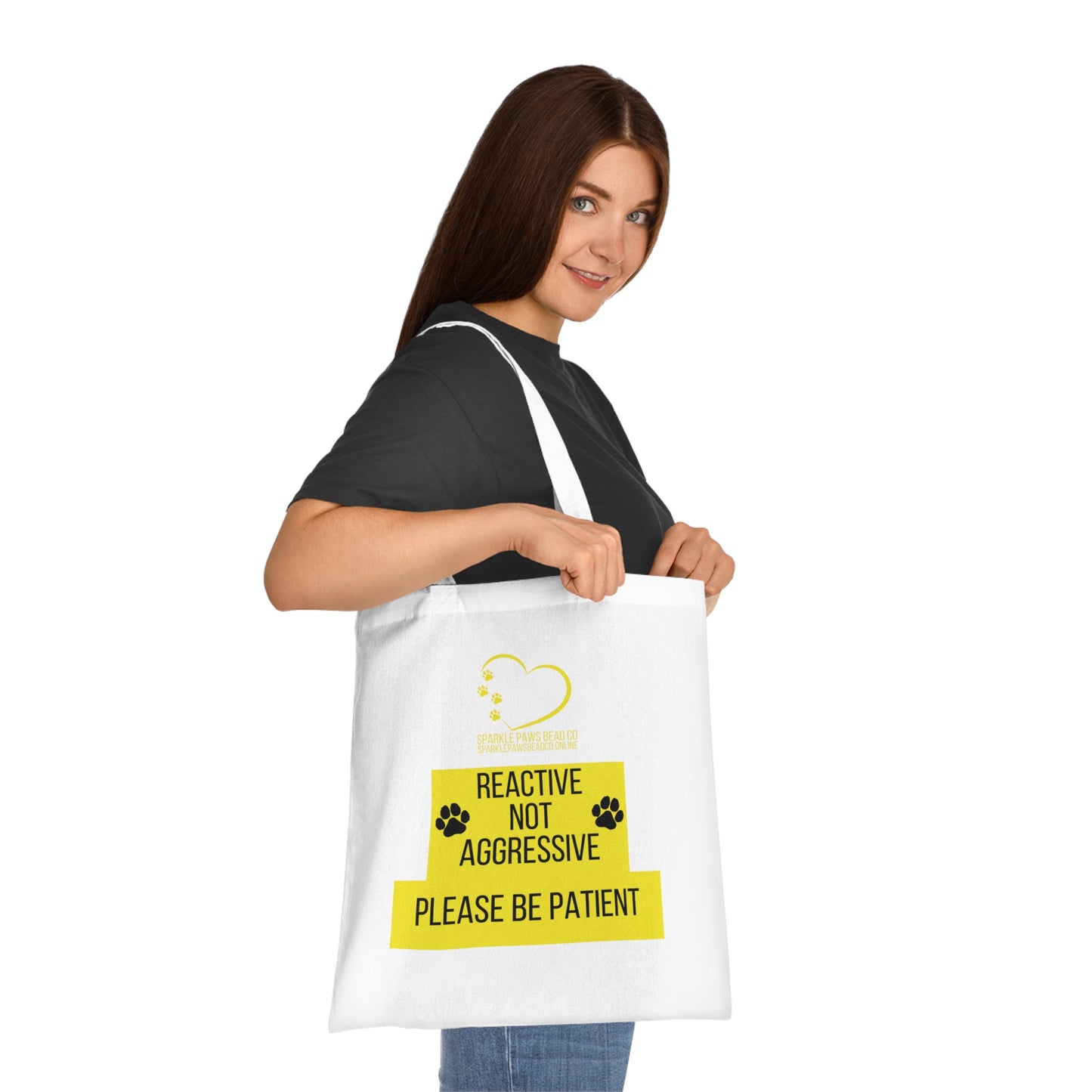 Reactive Not Aggressive Tote Bag – Dog Awareness Shopper | Please Be Patient Training Tote