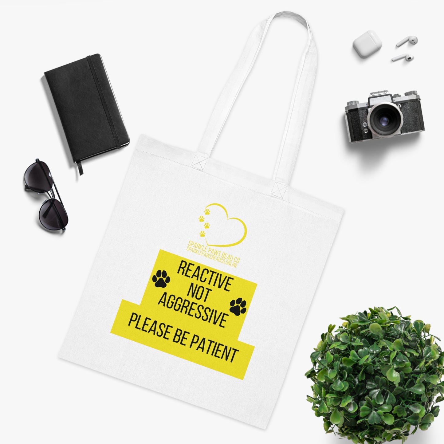 Reactive Not Aggressive Tote Bag – Dog Awareness Shopper | Please Be Patient Training Tote