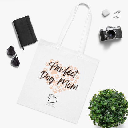 Pawfect Dog Mom Tote Bag – 100% Cotton Reusable Shopper | Dog Lover Gift by Sparkle Paws Bead Co