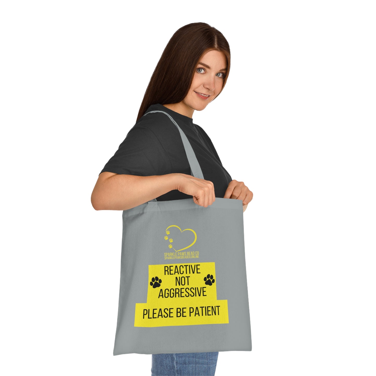 Reactive Not Aggressive Tote Bag – Dog Awareness Shopper | Please Be Patient Training Tote