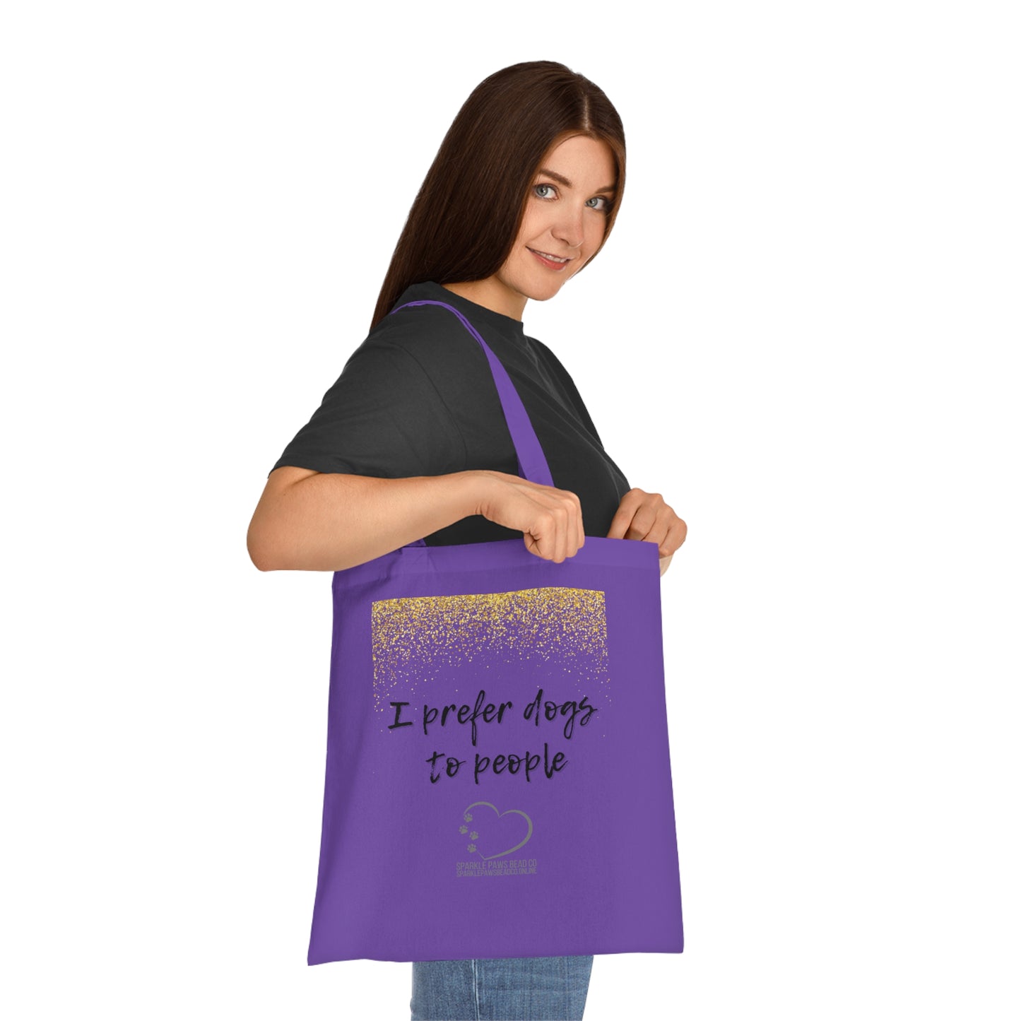 I Prefer Dogs to People Tote Bag – 100% Cotton Reusable Shopper | Funny Dog Lover Gift by Sparkle Paws Bead Co