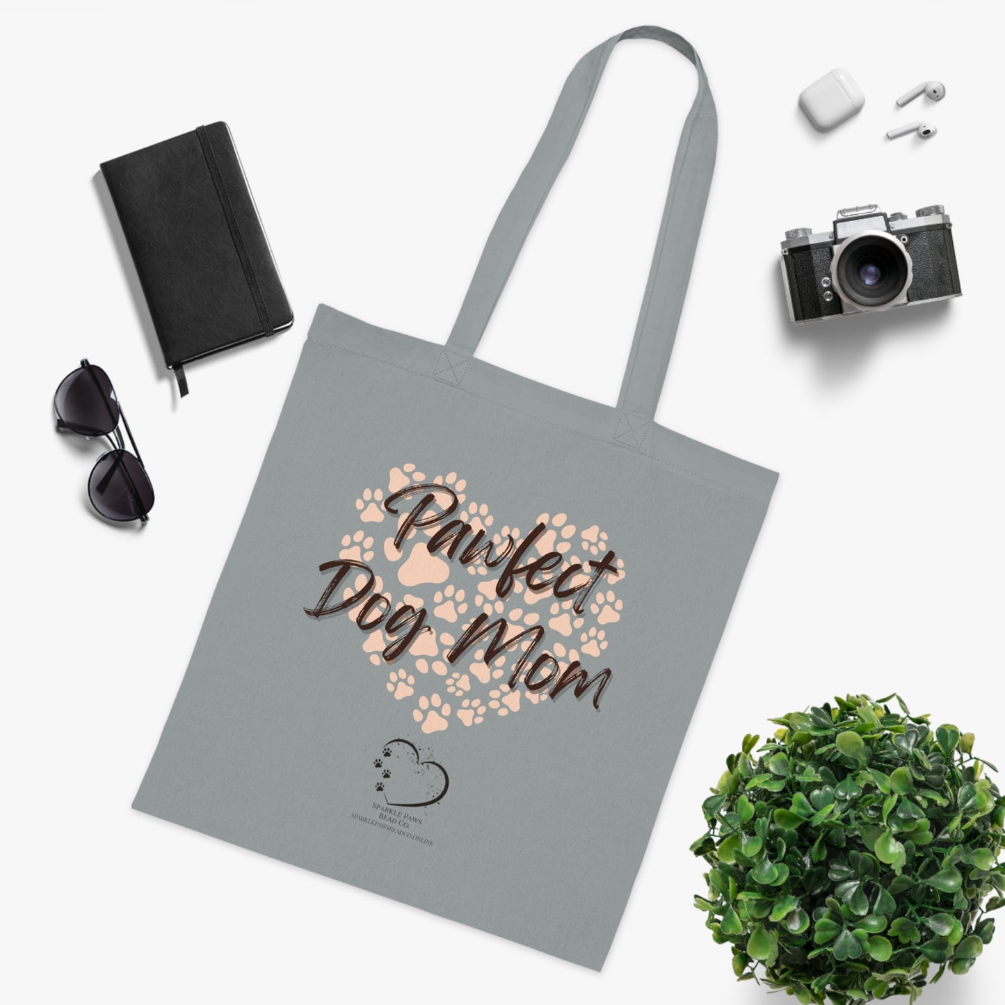 Pawfect Dog Mom Tote Bag – 100% Cotton Reusable Shopper | Dog Lover Gift by Sparkle Paws Bead Co