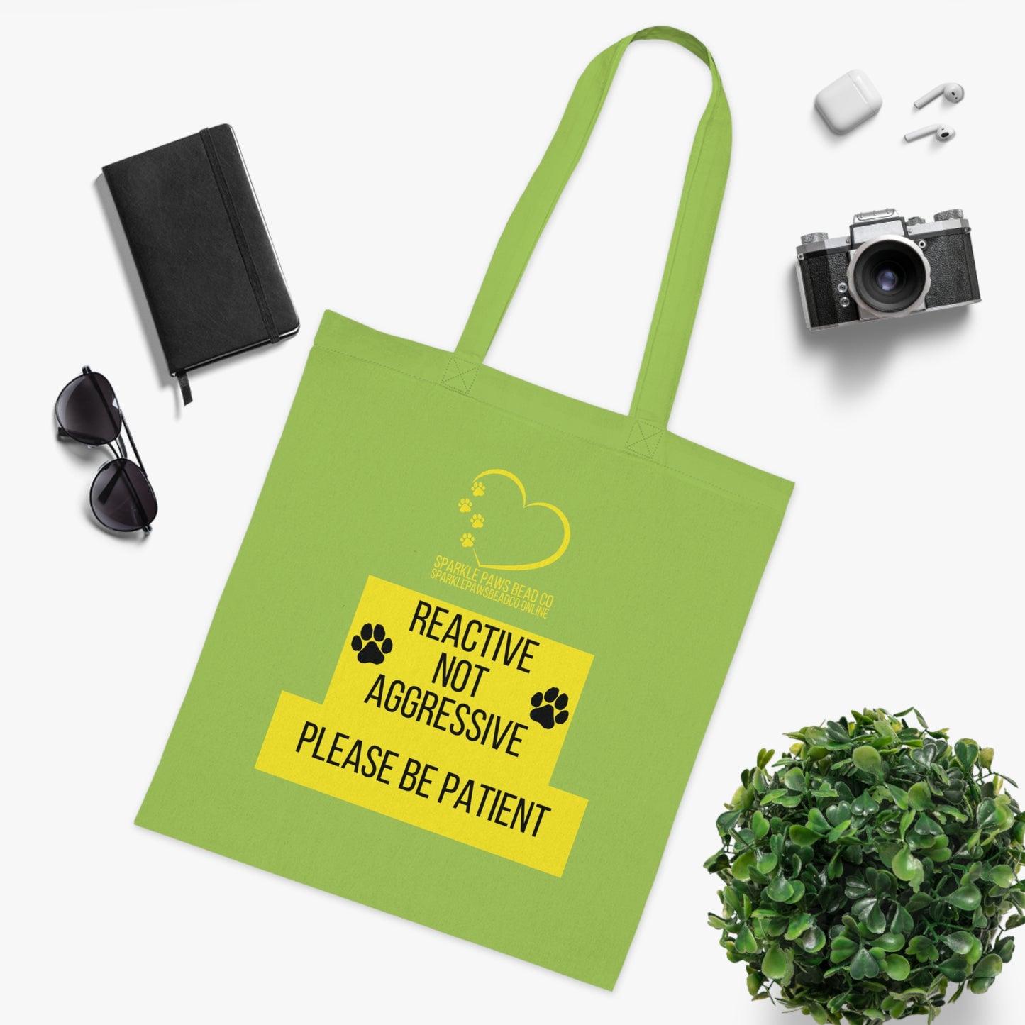 Reactive Not Aggressive Tote Bag – Dog Awareness Shopper | Please Be Patient Training Tote
