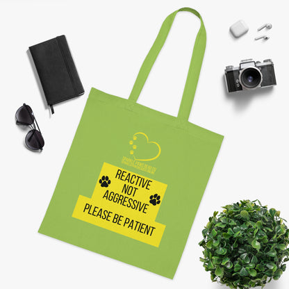 Reactive Not Aggressive Tote Bag – Dog Awareness Shopper | Please Be Patient Training Tote