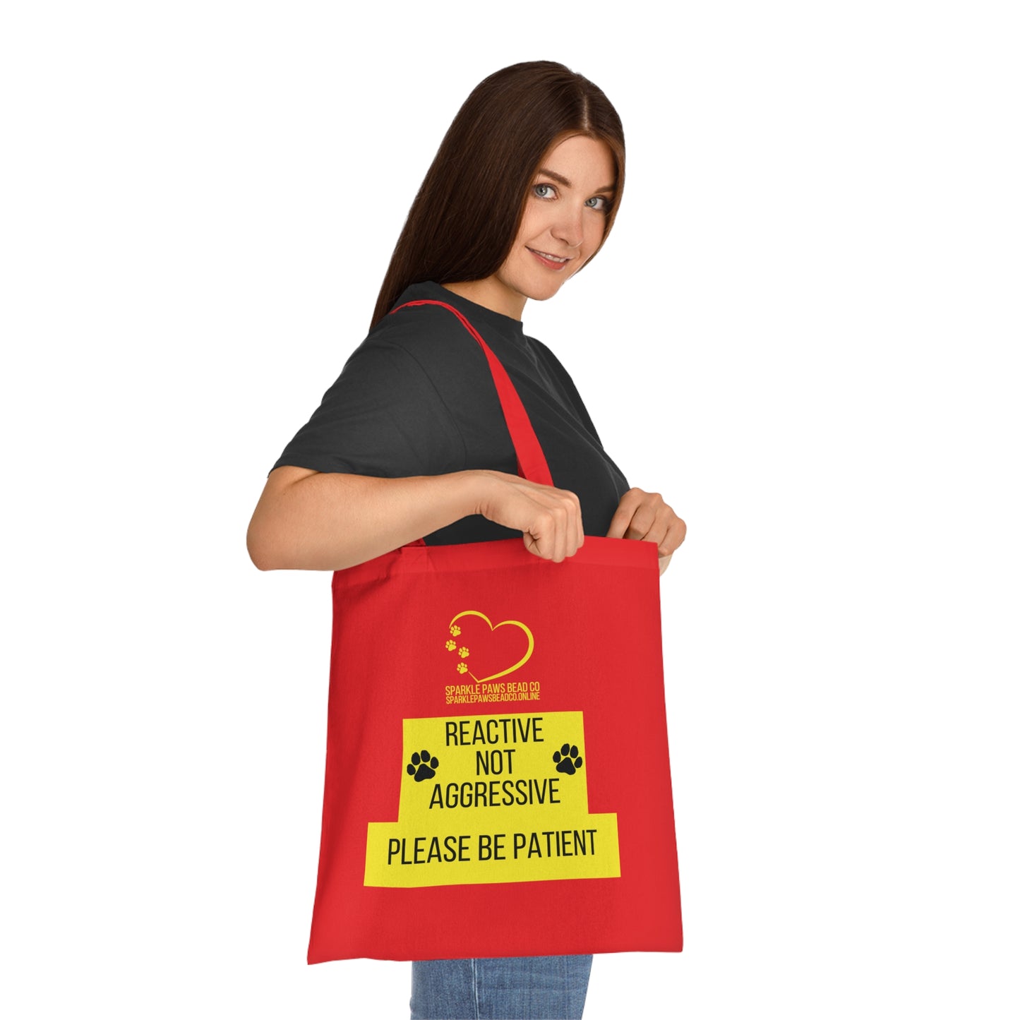 Reactive Not Aggressive Tote Bag – Dog Awareness Shopper | Please Be Patient Training Tote