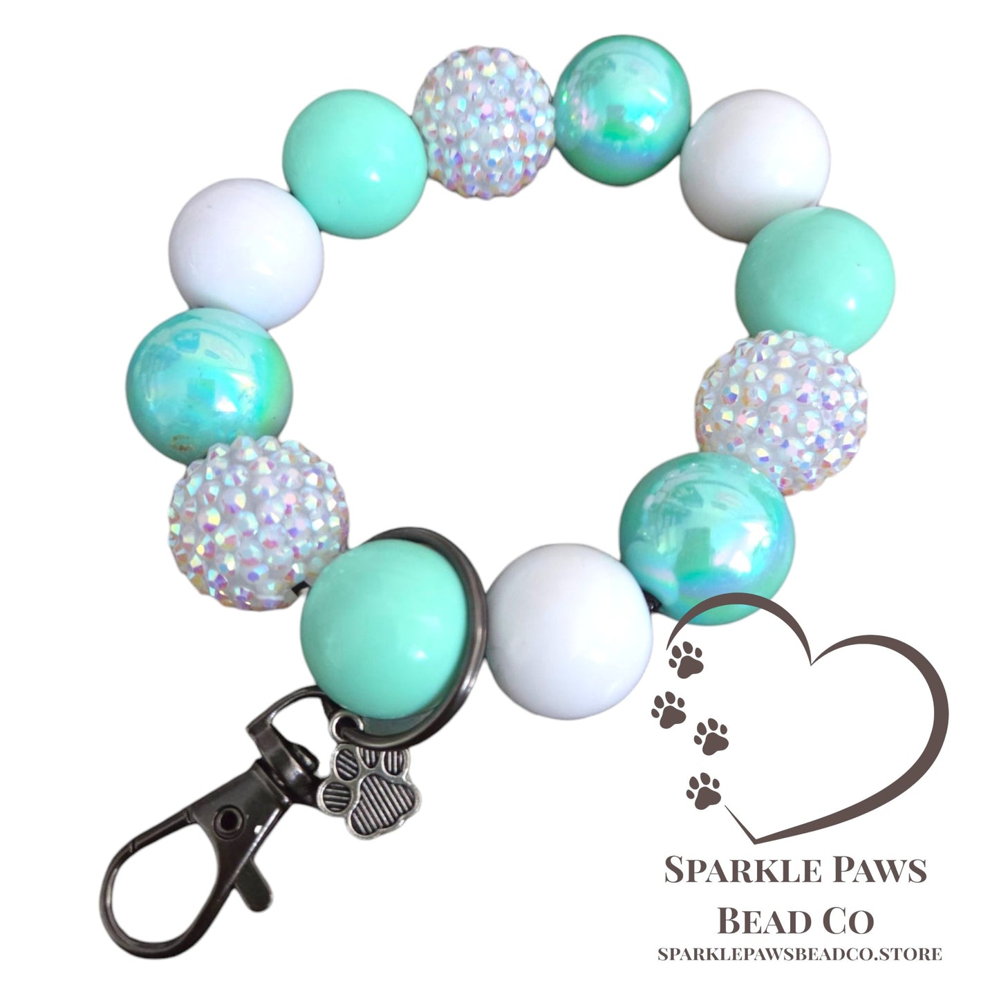 Matching Beaded Pawrent Bracelet Keychain | Sparkle Paws Bead Co