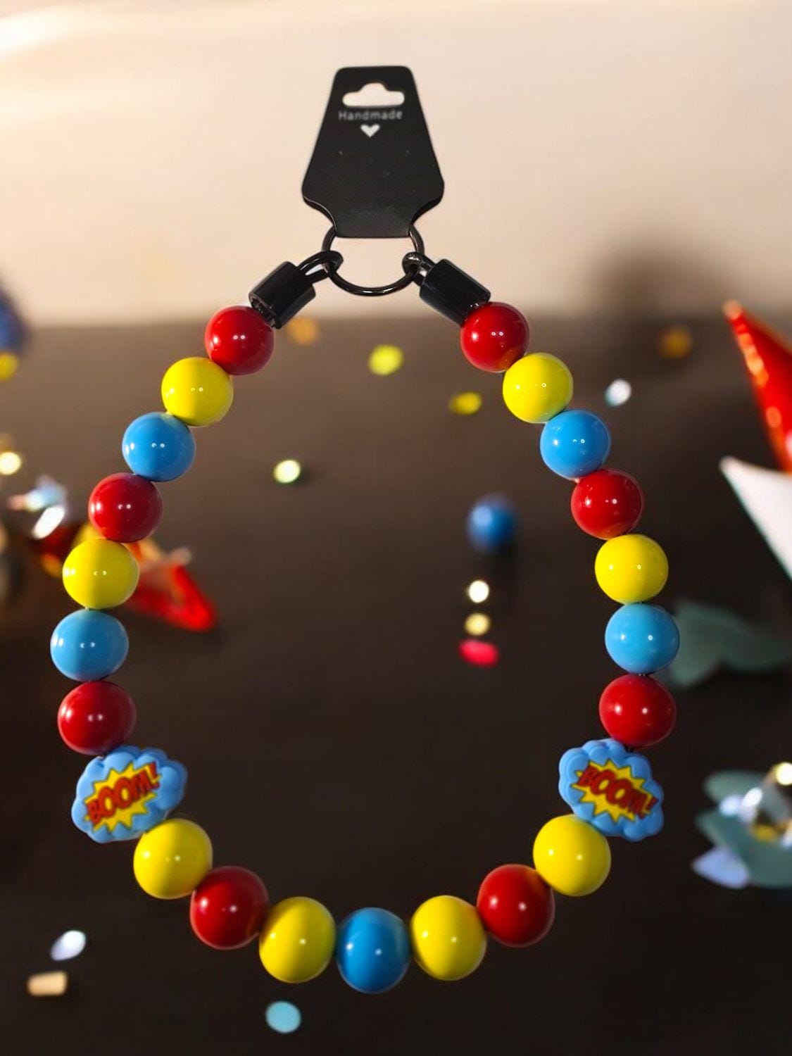 SuperPup! Beaded Collar, Dog Fashion, Beaded Dog Collar, Cute Accessories for Dogs, Dog Necklace, Fun Gift for Pet Lovers, Dog Collar