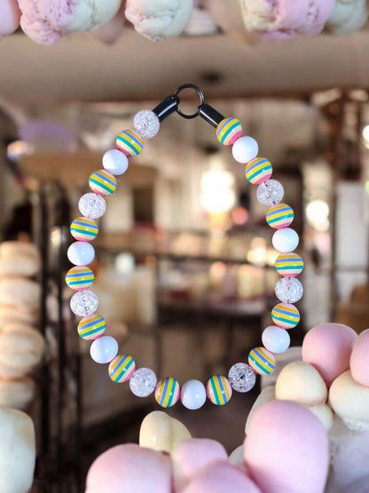 Candy Luxe Beaded Dog Collar – Handmade Luxury Dog Necklace – Candy Striped Pet Accessory for Small to Large Dogs