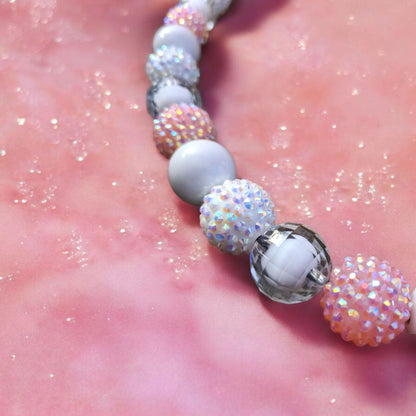 Aura - Original Pink Beaded Dog Collar – Iridescent Handmade Pet Necklace – Sparkly Custom Collar for Small to Large Dogs