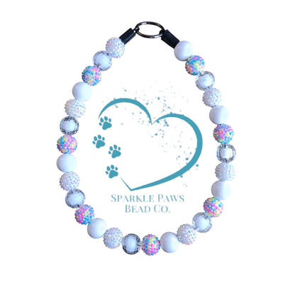 Aura Candy - Beaded Dog Collar – Iridescent Handmade Pet Necklace – Sparkly Custom Collar for Small to Large Dogs