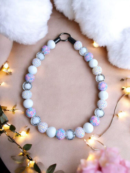 Aura Candy - Beaded Dog Collar – Iridescent Handmade Pet Necklace – Sparkly Custom Collar for Small to Large Dogs
