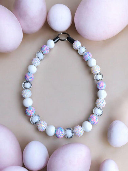 Aura Candy - Beaded Dog Collar – Iridescent Handmade Pet Necklace – Sparkly Custom Collar for Small to Large Dogs