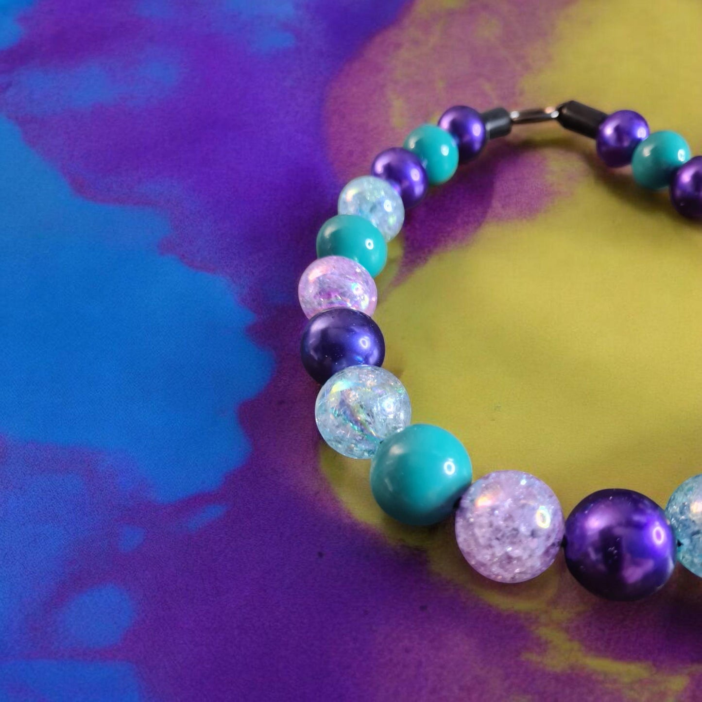 Ursula Beaded Dog Collar – Handmade Teal & Purple Mermaid Dog Necklace – Ocean-Inspired Pet Accessory - Boujee Dog Gift