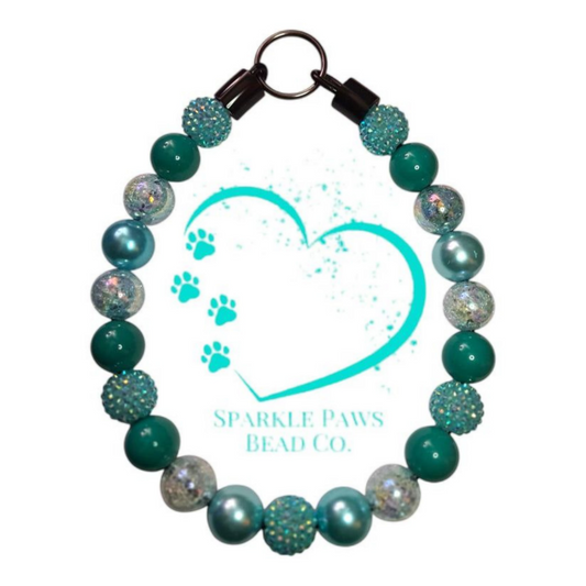 Sea Queen Beaded Dog Collar – Handmade Ocean-Inspired Dog Necklace – Teal Mermaid Pet Accessory for Small to Large Dogs - Beaded Dog Collar
