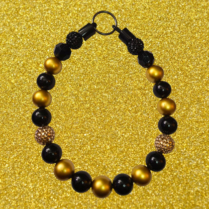 Midas Beaded Dog Collar – Handmade Black and Gold Dog Necklace – Regal Luxury Pet Accessory for Small to Large Dogs - Beaded Dog Collar
