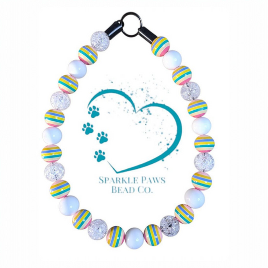 Candy Luxe Beaded Dog Collar – Handmade Luxury Dog Necklace – Candy Striped Pet Accessory for Small to Large Dogs