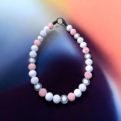 Aura - Original Pink Beaded Dog Collar – Iridescent Handmade Pet Necklace – Sparkly Custom Collar for Small to Large Dogs