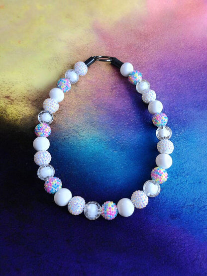 Aura Candy - Beaded Dog Collar – Iridescent Handmade Pet Necklace – Sparkly Custom Collar for Small to Large Dogs