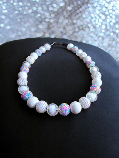 Aura Candy - Beaded Dog Collar – Iridescent Handmade Pet Necklace – Sparkly Custom Collar for Small to Large Dogs