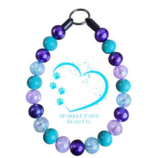 Ursula Beaded Dog Collar – Handmade Teal & Purple Mermaid Dog Necklace – Ocean-Inspired Pet Accessory - Boujee Dog Gift