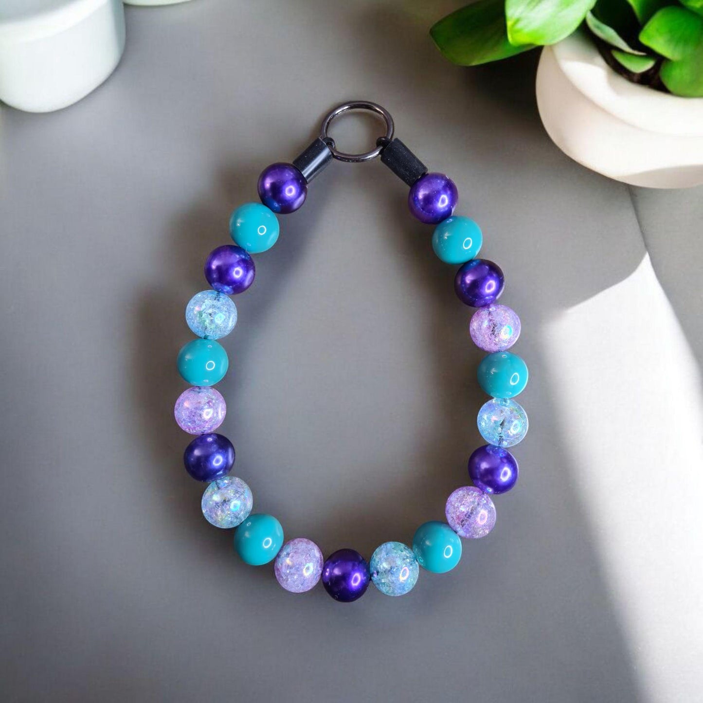 Ursula Beaded Dog Collar – Handmade Teal & Purple Mermaid Dog Necklace – Ocean-Inspired Pet Accessory - Boujee Dog Gift
