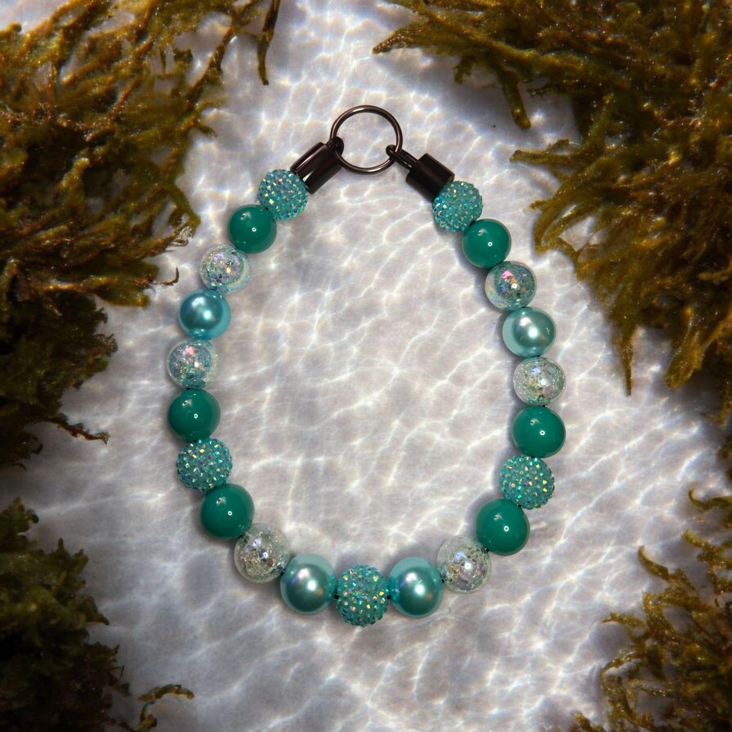 Sea Queen Beaded Dog Collar – Handmade Ocean-Inspired Dog Necklace – Teal Mermaid Pet Accessory for Small to Large Dogs - Beaded Dog Collar
