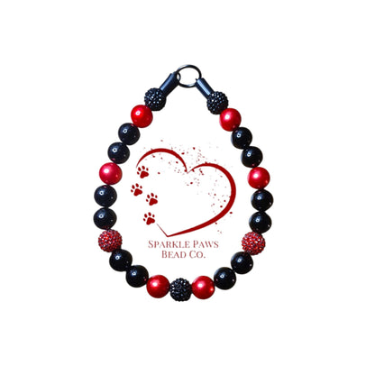 Lucifer Beaded Dog Collar – Handmade Pet Necklace – Sparkly Custom Collar for Small to Large Dogs