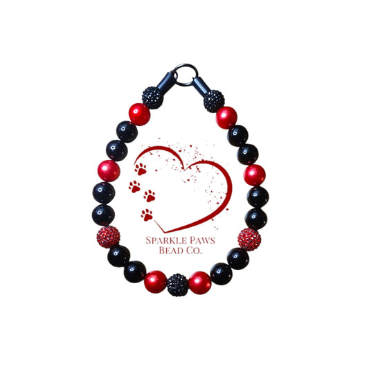 Lucifer Beaded Dog Collar – Handmade Pet Necklace – Sparkly Custom Collar for Small to Large Dogs