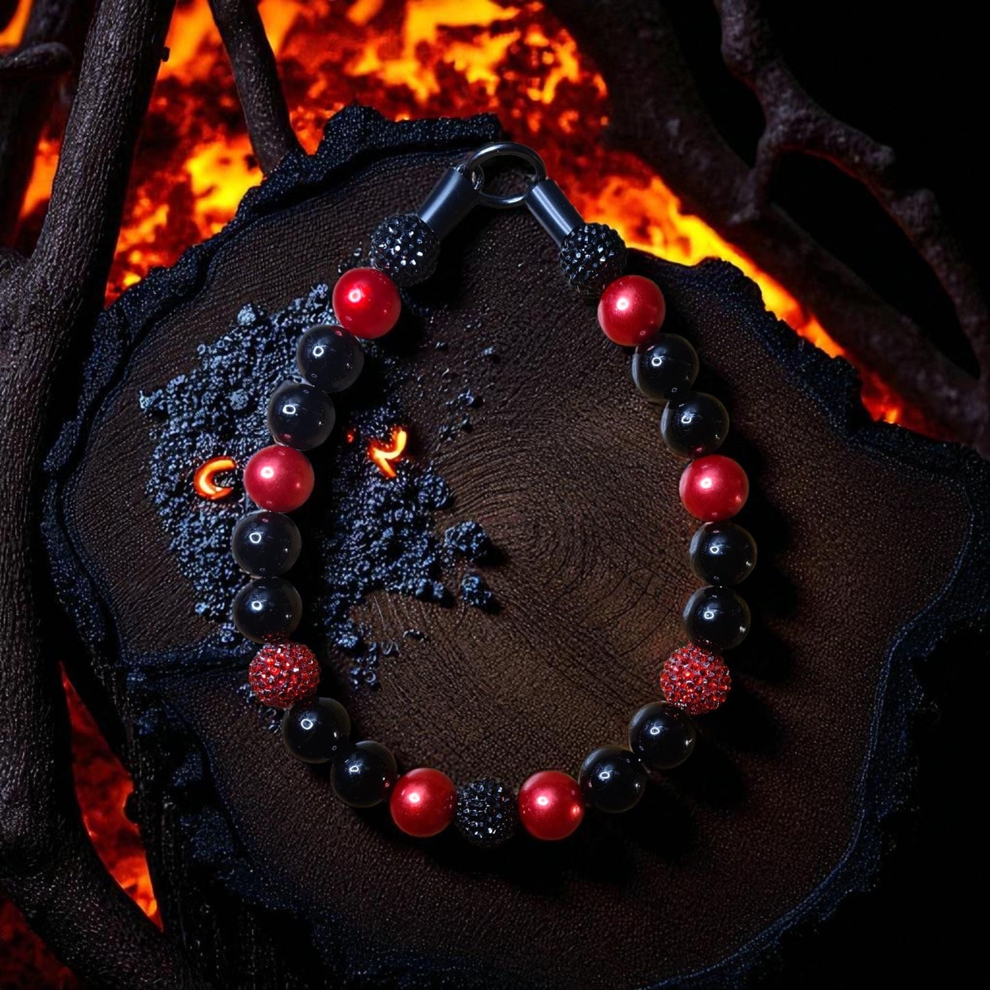 Lucifer Beaded Dog Collar – Handmade Pet Necklace – Sparkly Custom Collar for Small to Large Dogs