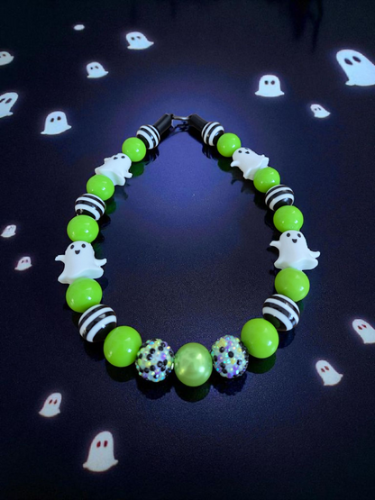 Slimer Halloween Dog Collar – Custom Colours & Beads – Handmade Pet Necklace – Custom Collar for All Size Dogs