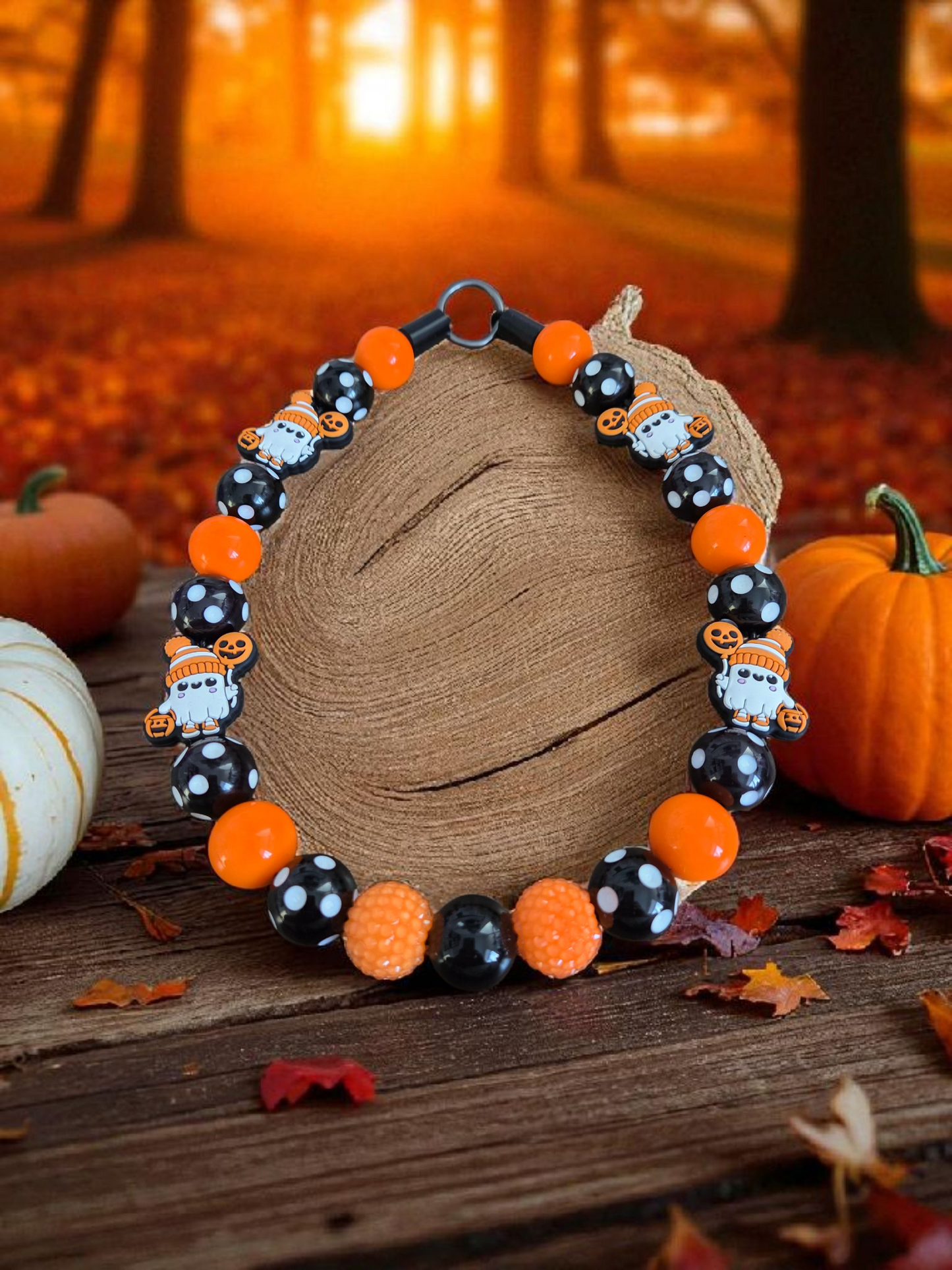 Tricky Treat Halloween Dog Collar – Custom Colours & Beads – Handmade Pet Necklace – Custom Collar for All Size Dogs