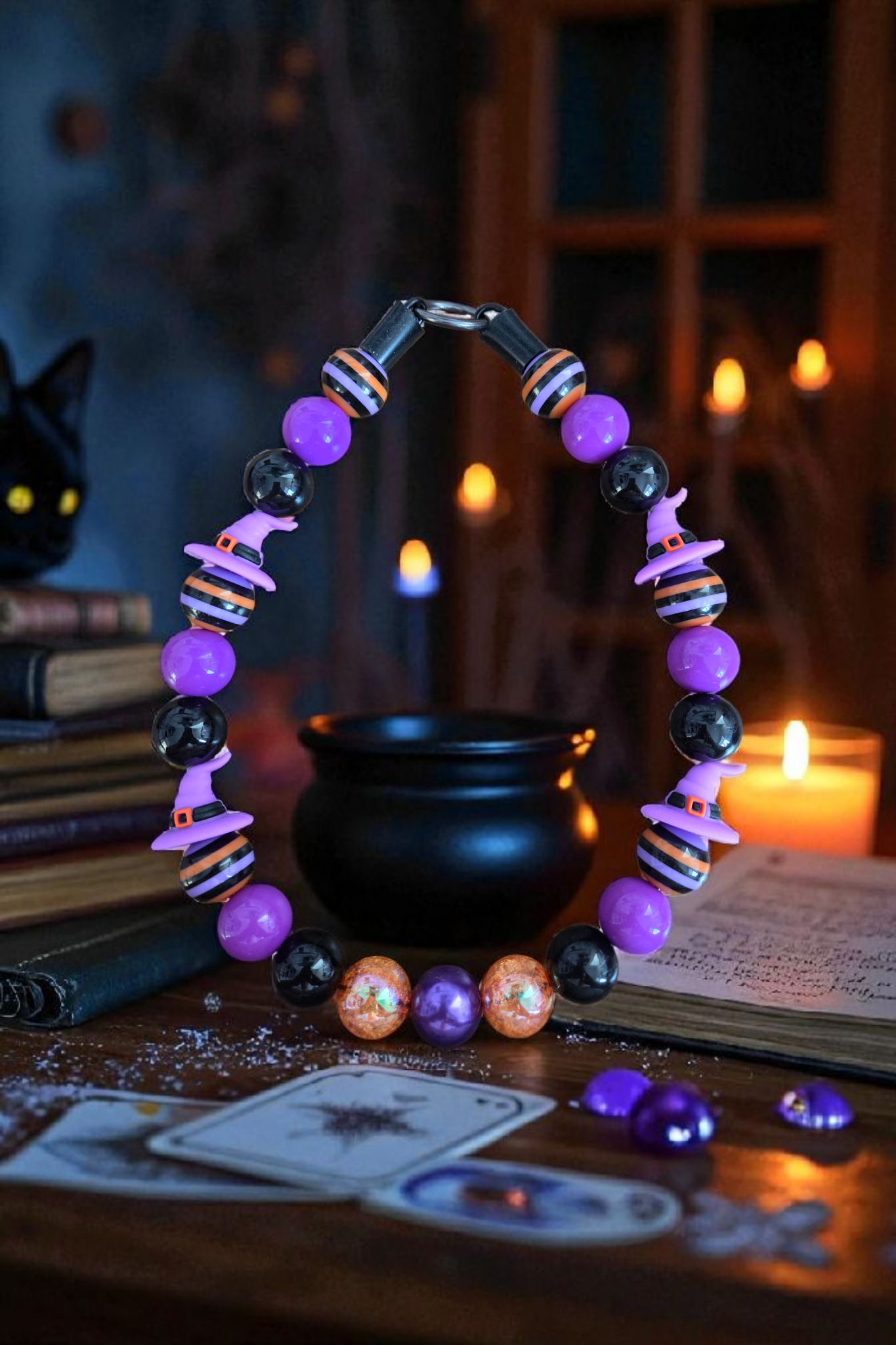 Wicked Winnie Halloween Dog Collar – Custom Colours & Beads – Handmade Pet Necklace – Custom Collar for All Size Dogs