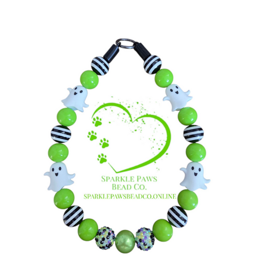 Slimer Halloween Dog Collar – Custom Colours & Beads – Handmade Pet Necklace – Custom Collar for All Size Dogs
