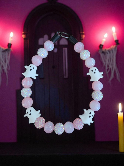 Pink a Boo Halloween Dog Collar – Custom Colours & Beads – Handmade Pet Necklace – Custom Collar for All Size Dogs