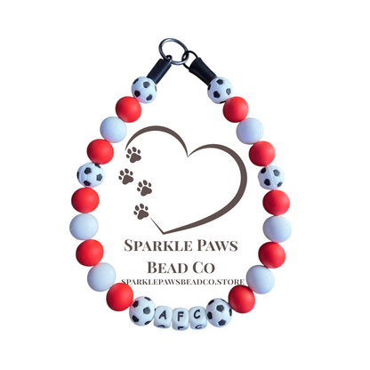 Football Team Dog Collar – Custom Colours & Beads – Handmade Pet Necklace – Custom Collar for All Size Dogs