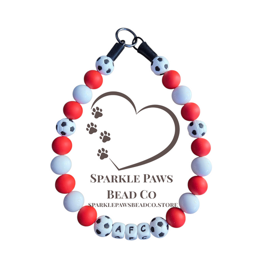 Football Team Dog Collar – Custom Colours & Beads – Handmade Pet Necklace – Custom Collar for All Size Dogs