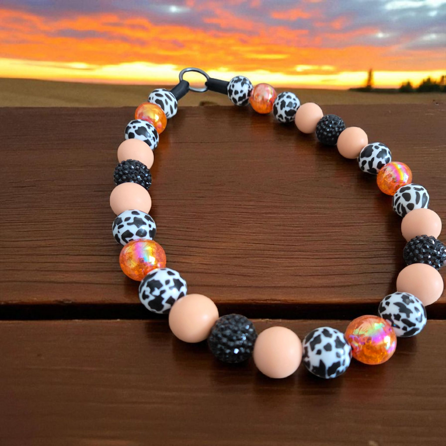 Tennessee Orange Beaded Dog Collar – Handmade Pet Necklace – Cute Custom Collar for All Size Dogs