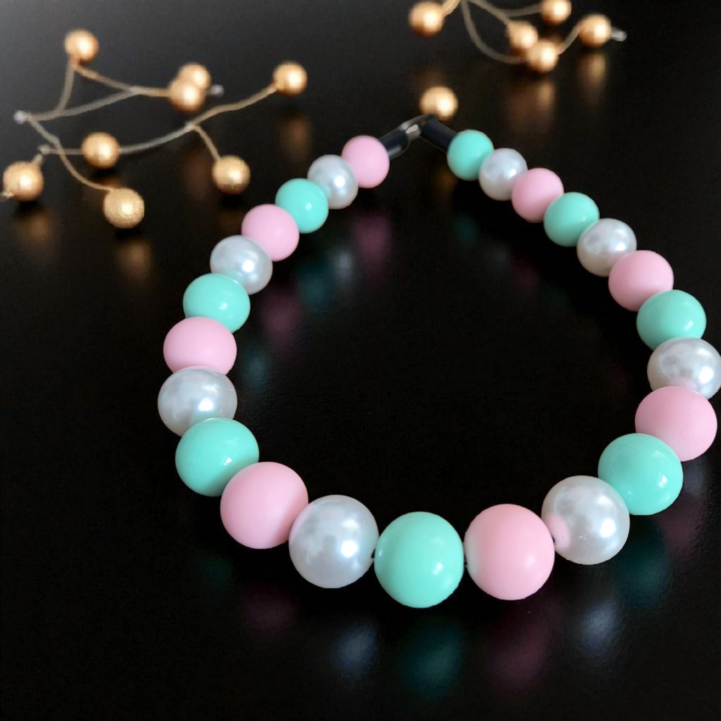 Nala's Dream Beaded Dog Collar – Iridescent Handmade Pet Necklace – Sparkly Custom Collar for Small to Large Dogs