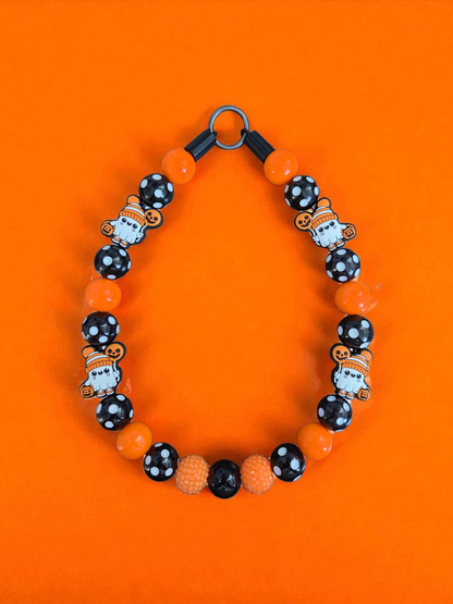 Tricky Treat Halloween Dog Collar – Custom Colours & Beads – Handmade Pet Necklace – Custom Collar for All Size Dogs